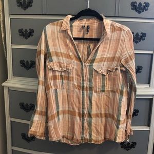 Mango Plaid Button Down Shirt